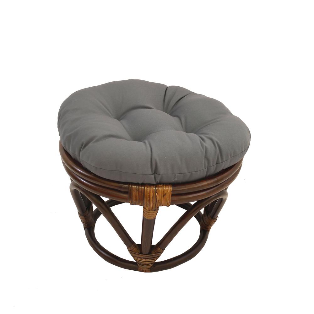Rattan Footstool with Twill Cushion. Picture 1