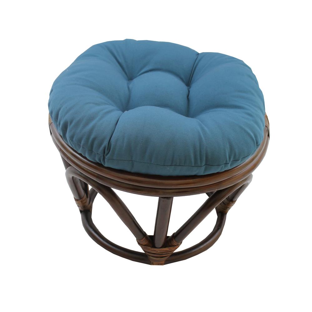 Rattan Footstool with Twill Cushion. Picture 1