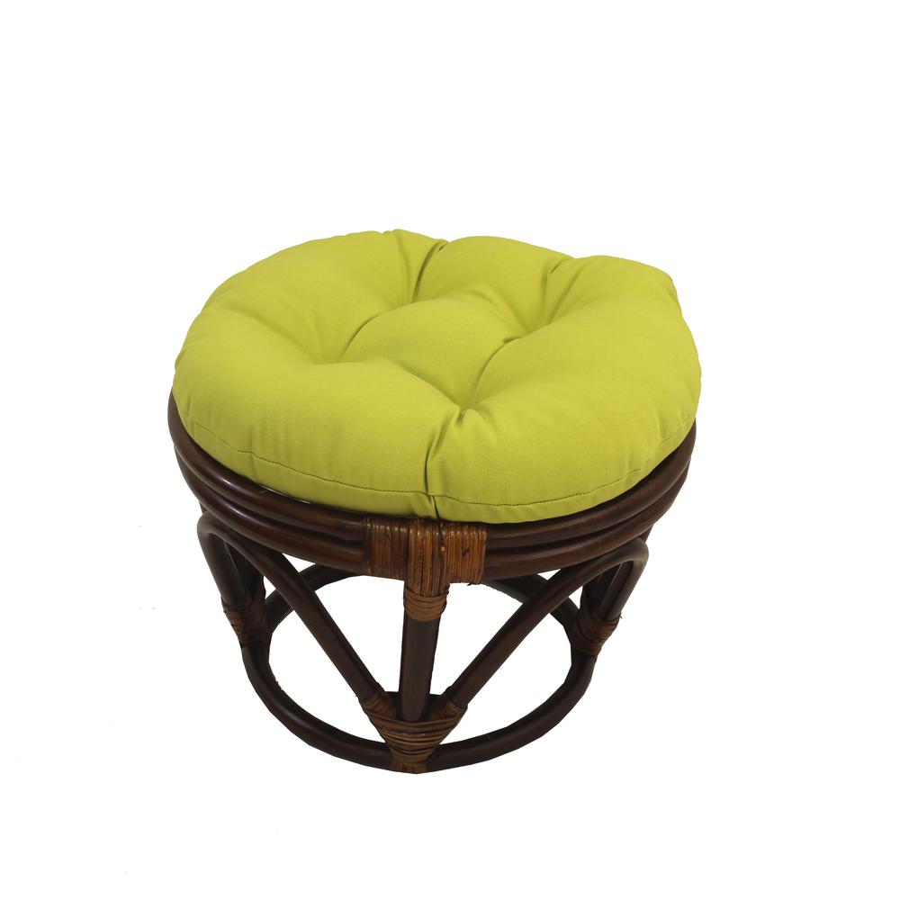 Rattan Footstool with Twill Cushion. Picture 1