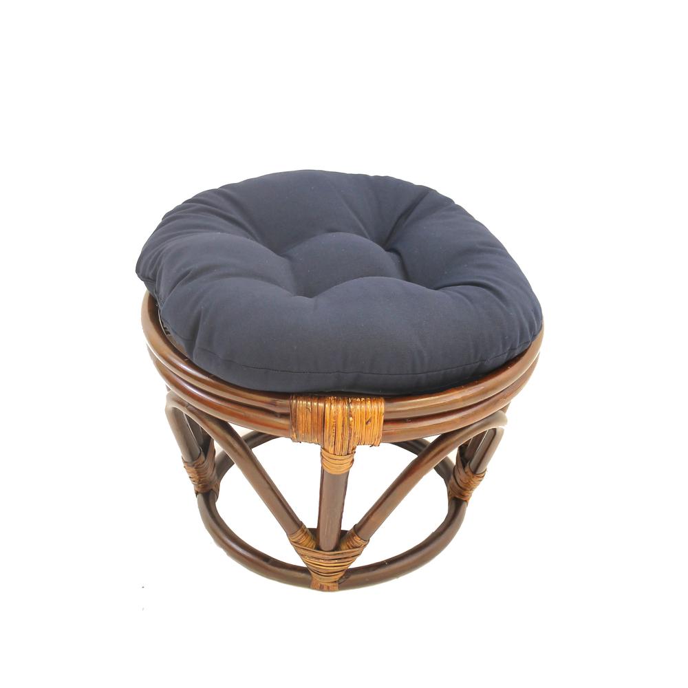 Rattan Footstool with Twill Cushion. Picture 1