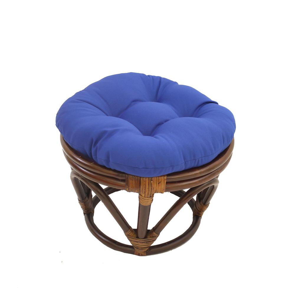 Rattan Footstool with Twill Cushion. Picture 1