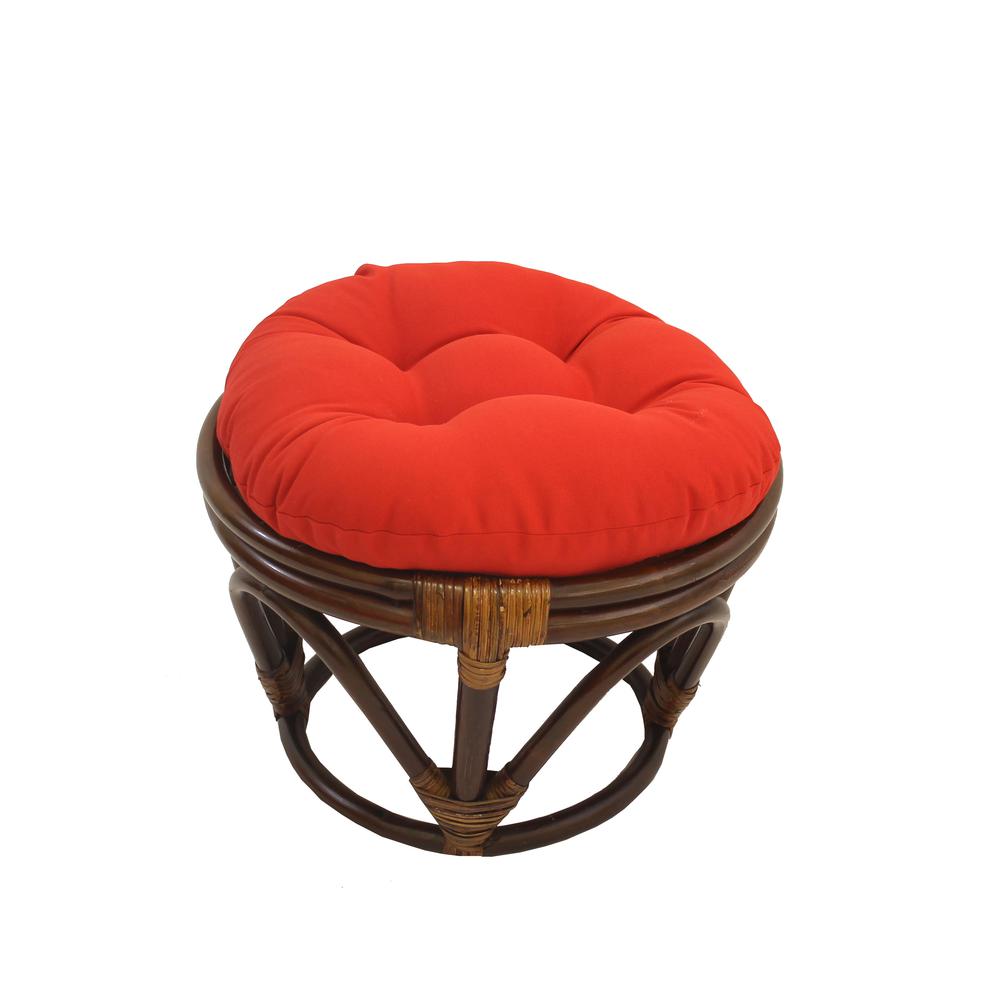 Rattan Footstool with Twill Cushion. Picture 1