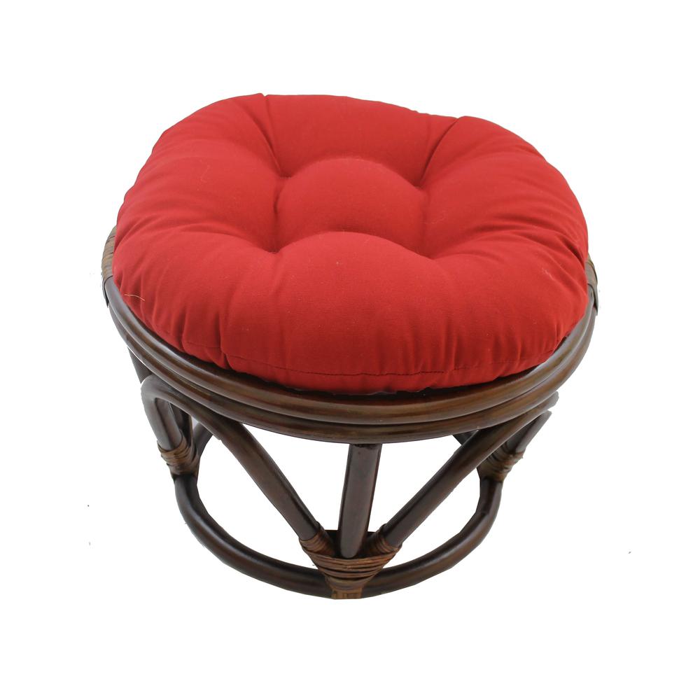 Rattan Footstool with Twill Cushion. Picture 1