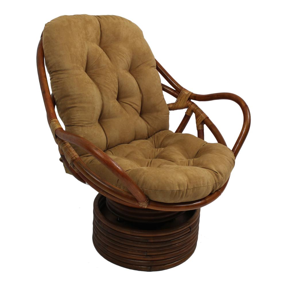 Rattan Swivel Rocker with Micro Suede Cushion. Picture 1