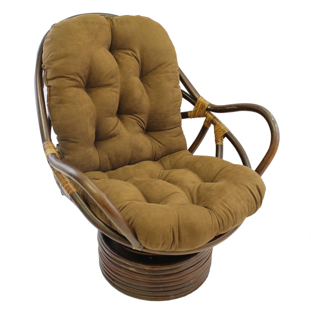 Rattan Swivel Rocker with Micro Suede Cushion. Picture 1