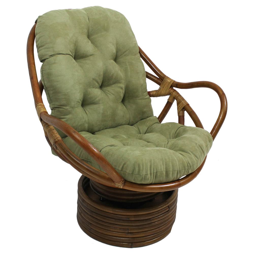 Rattan Swivel Rocker with Micro Suede Cushion. Picture 1