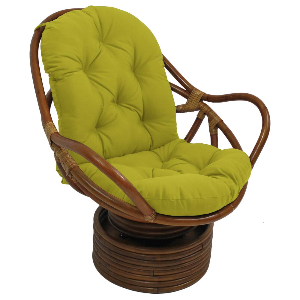 Rattan Swivel Rocker with Outdoor Fabric Cushion, Lime. Picture 1
