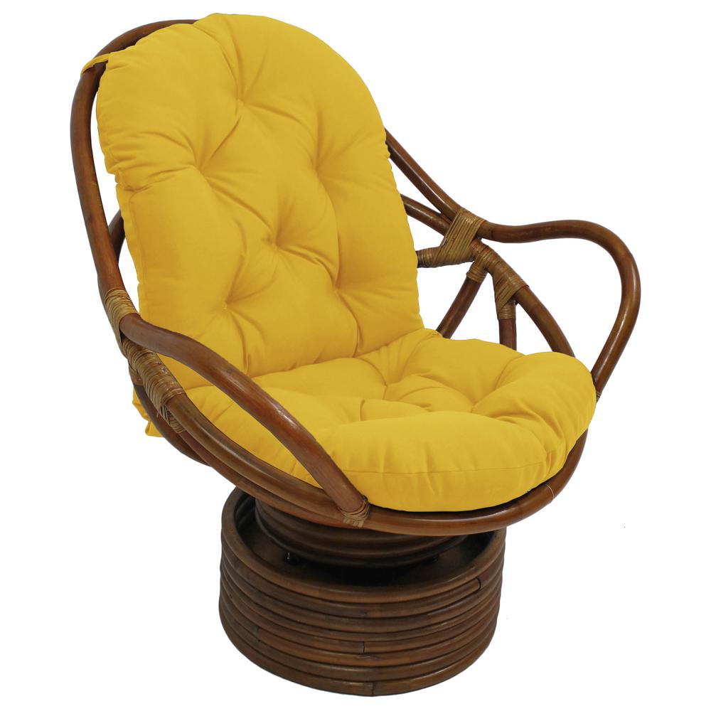 Rattan Swivel Rocker with Outdoor Fabric Cushion, Lemon. Picture 1