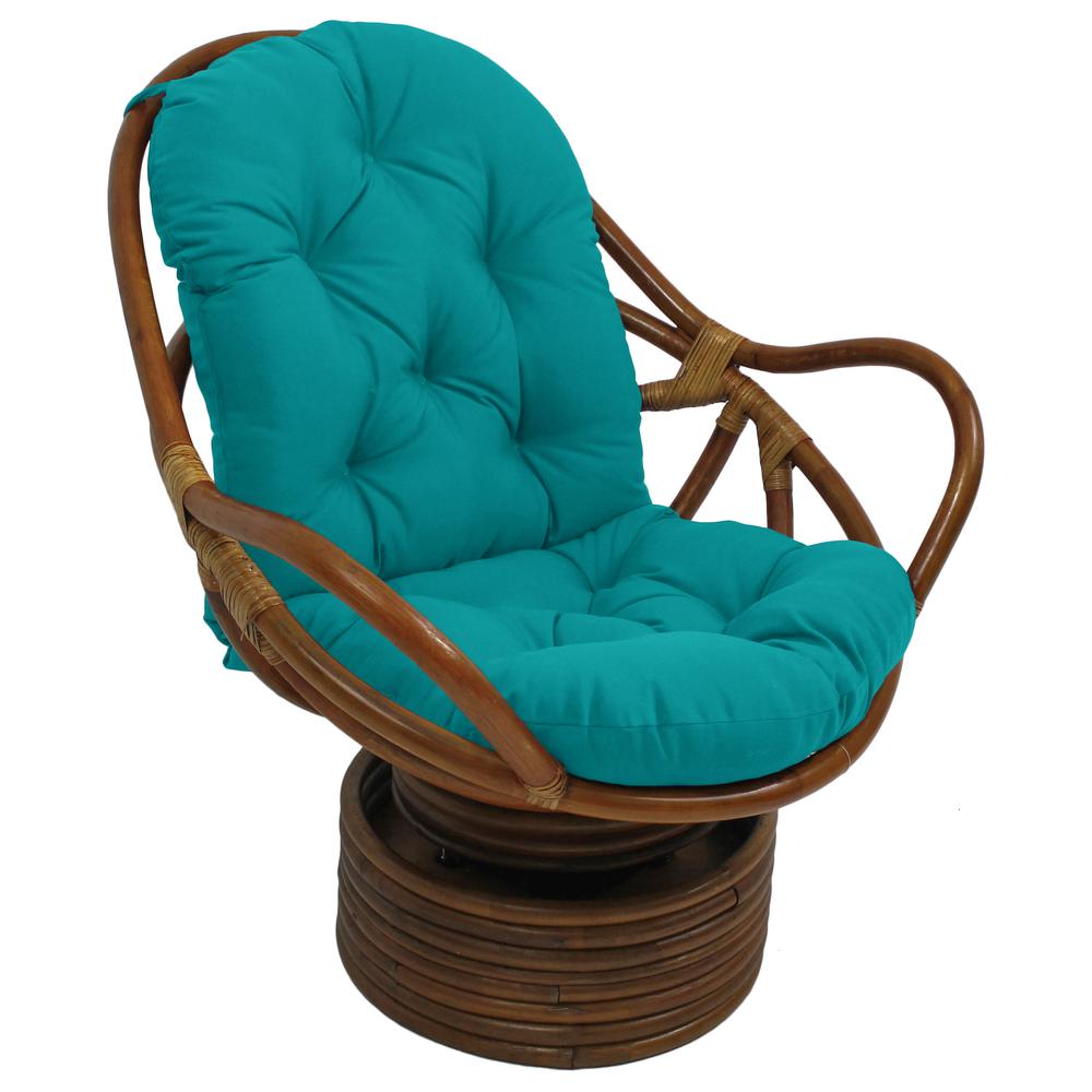 Rattan Swivel Rocker with Outdoor Fabric Cushion, Aqua Blue. Picture 1