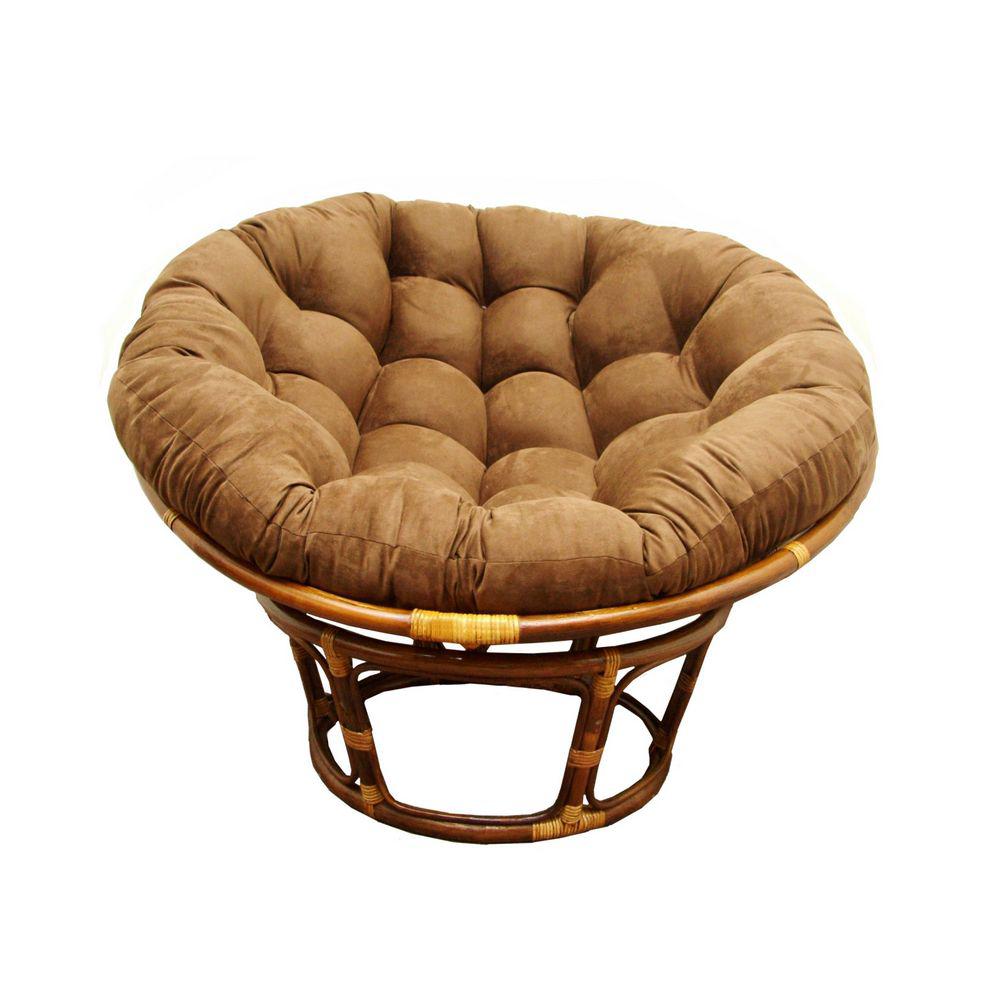 Rattan 42-Inch Papasan Chair with Micro Suede Cushion. Picture 1