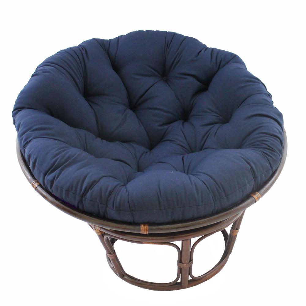 42-Inch Rattan Papasan Chair with Solid Twill Cushion. Picture 1