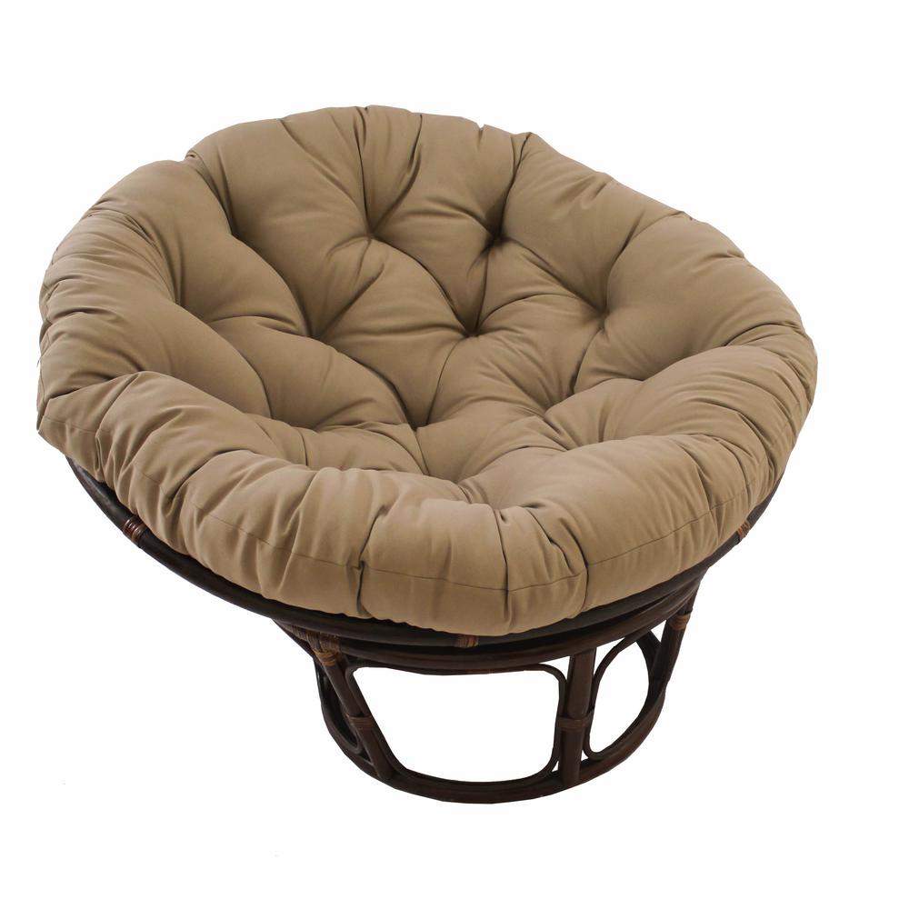 42-Inch Rattan Papasan Chair with Solid Twill Cushion. Picture 1