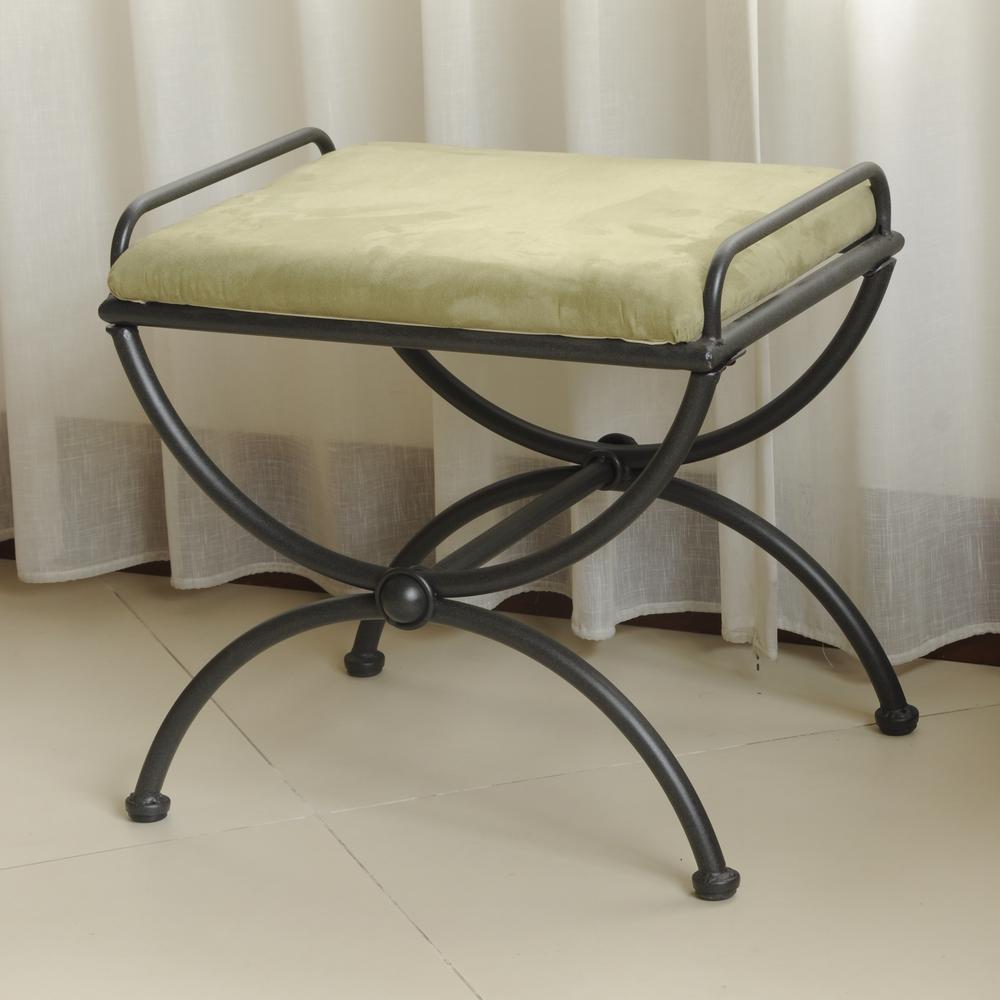 Iron Upholstered Vanity Stool. Picture 1
