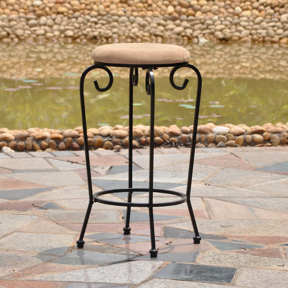 Mandalay Iron 29-inch Bar Stools with Microsuede Seat (Set of 2), Tan. Picture 1