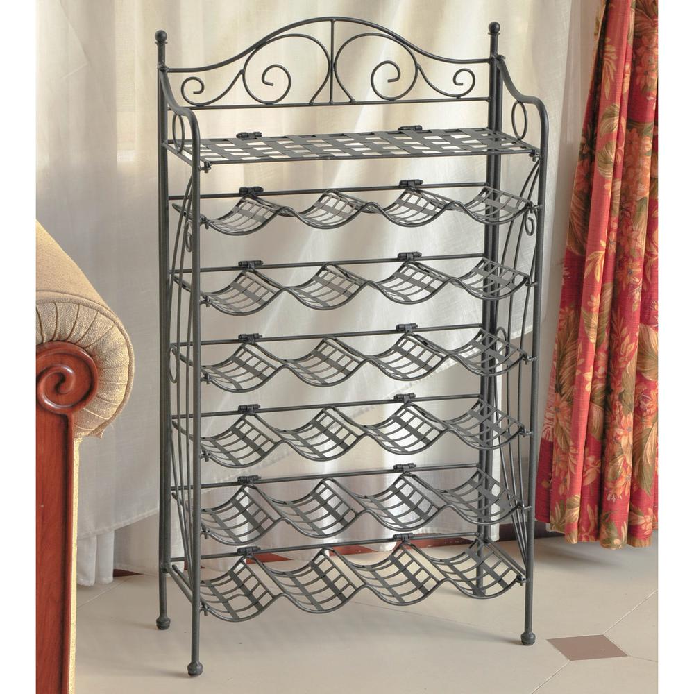 Iron 24-bottle Folding Wine Rack with Shelf. Picture 1