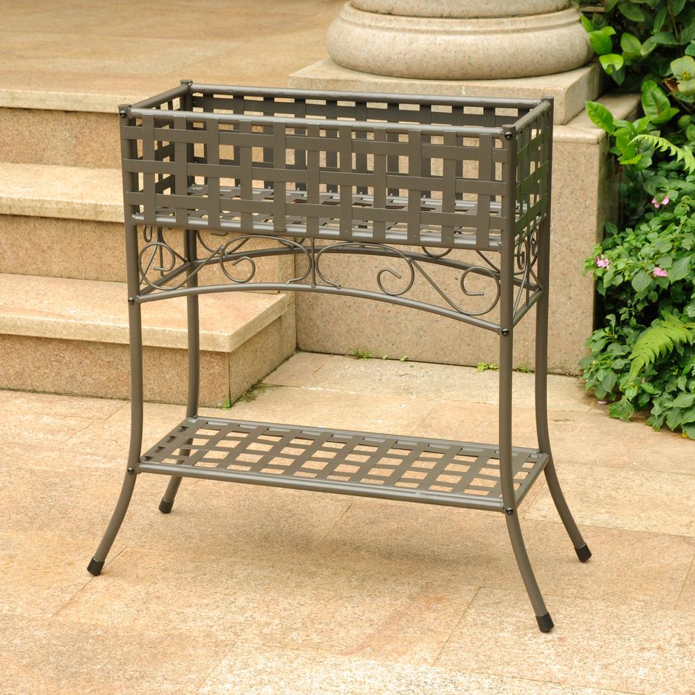 Mandalay Iron Rectangular Plant Stand. Picture 1