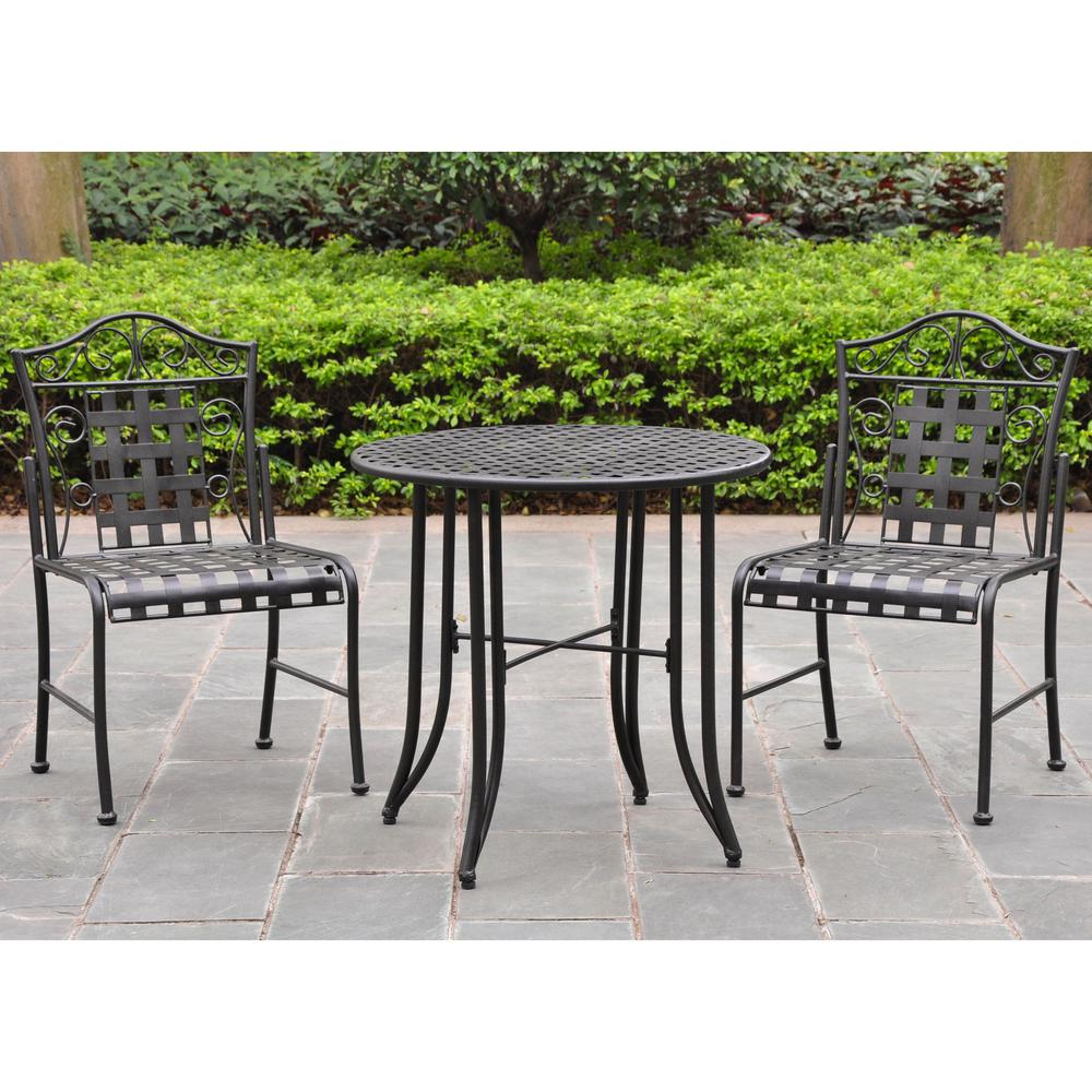 Set of Three Mandalay Iron Bistro Set. Picture 1