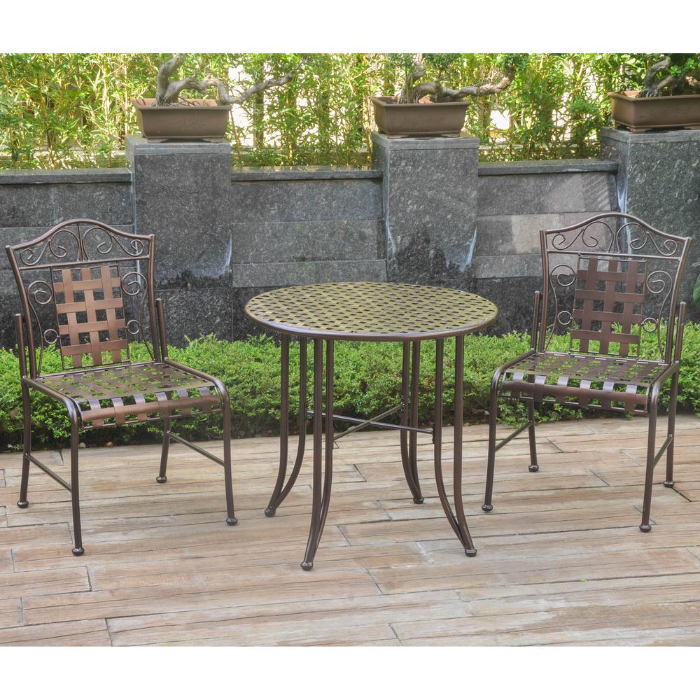 Set of Three Mandalay Iron Bistro Set. Picture 1