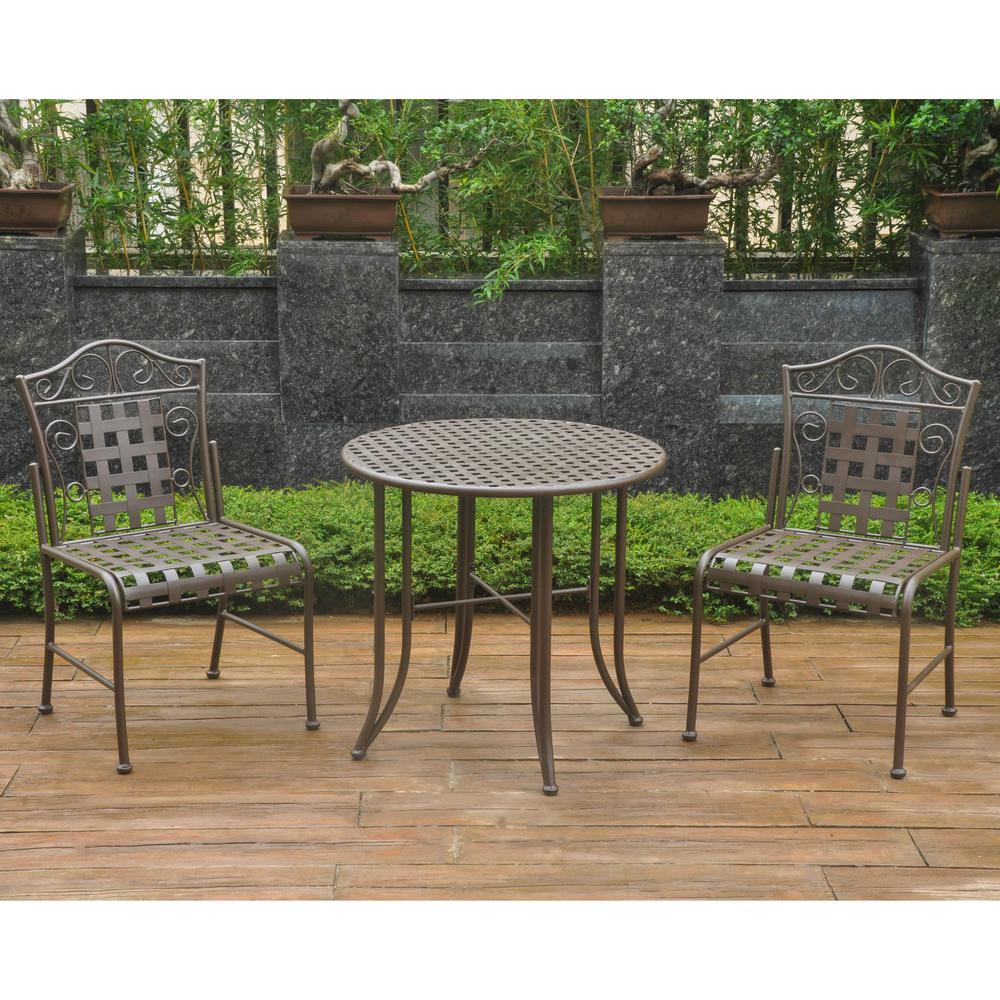 Set of Three Mandalay Iron Bistro Set. Picture 1