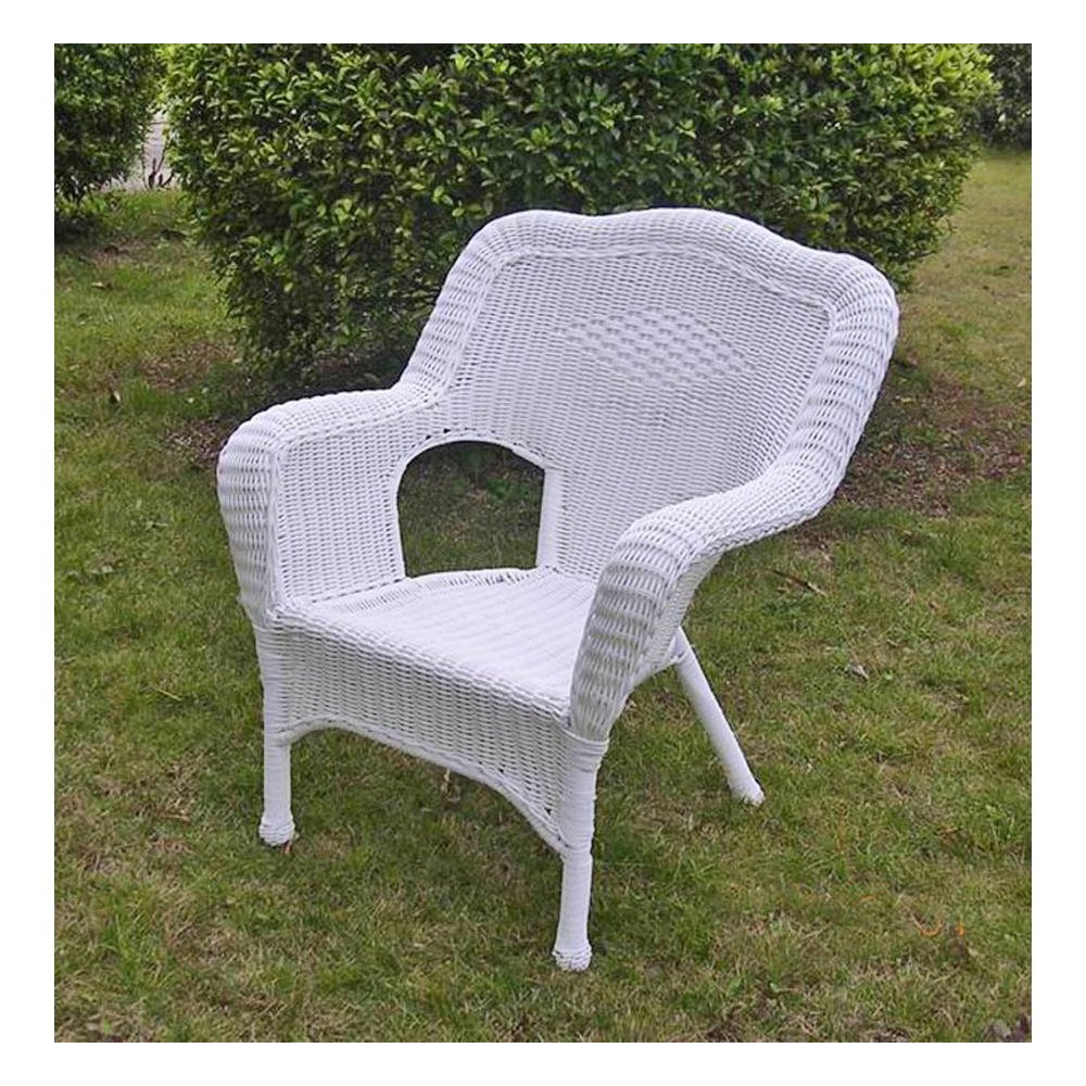 Camelback Resin Wicker Patio Chairs, White (Set of 2). Picture 2