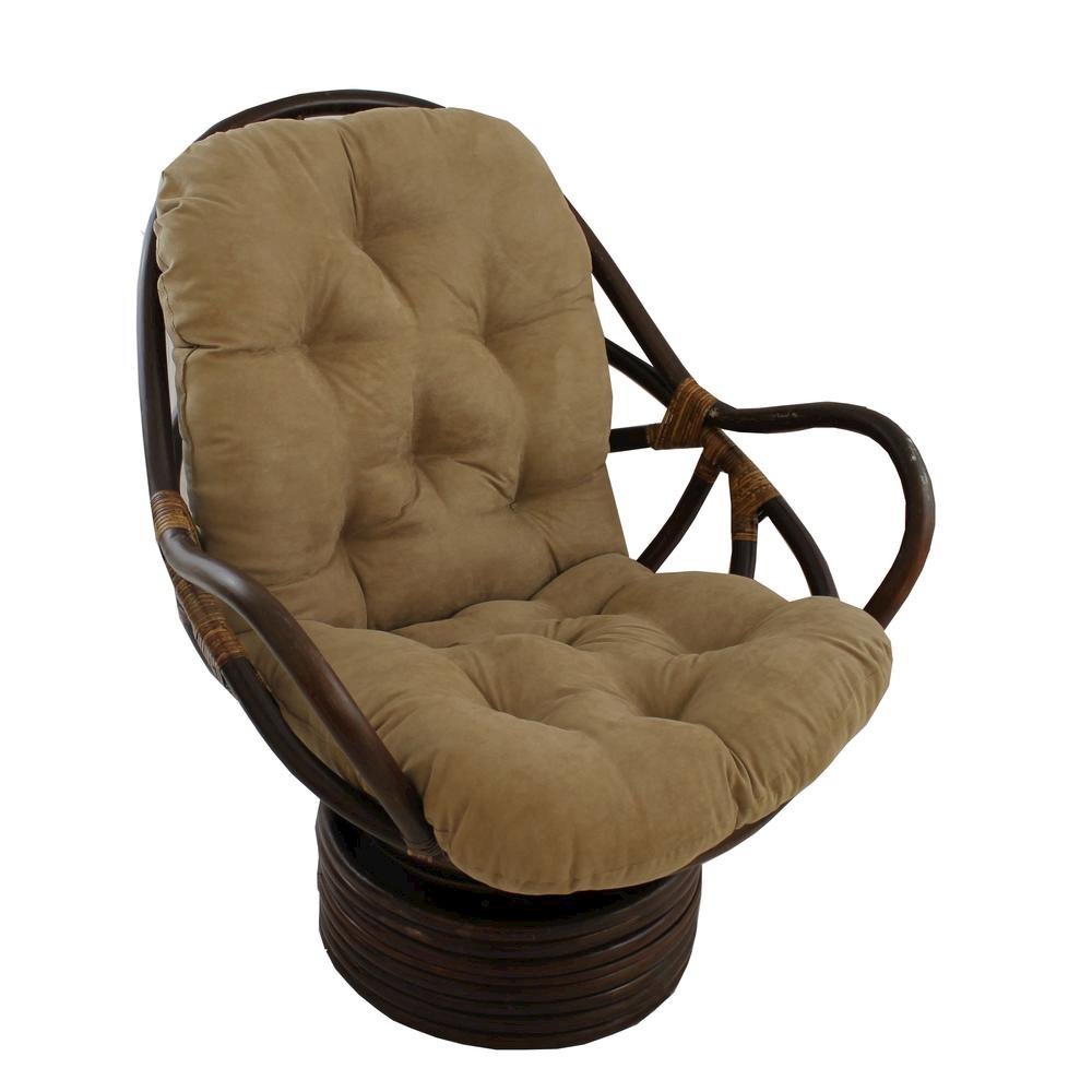 Swivel Rocker, Brown Rattan and Java Micro Suede Cushion, Smooth Glider. Picture 1