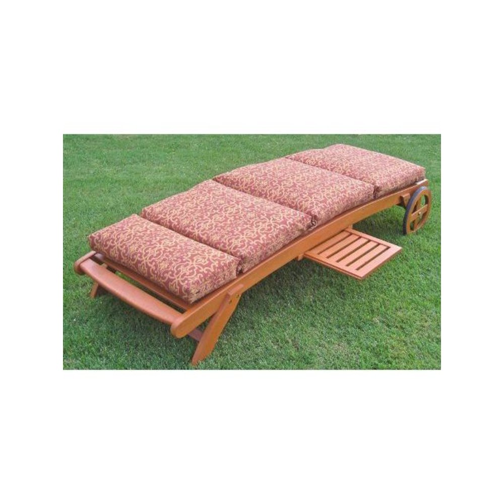 Royal Tahiti Outdoor Wood Chaise Lounge with Wheels. Picture 2