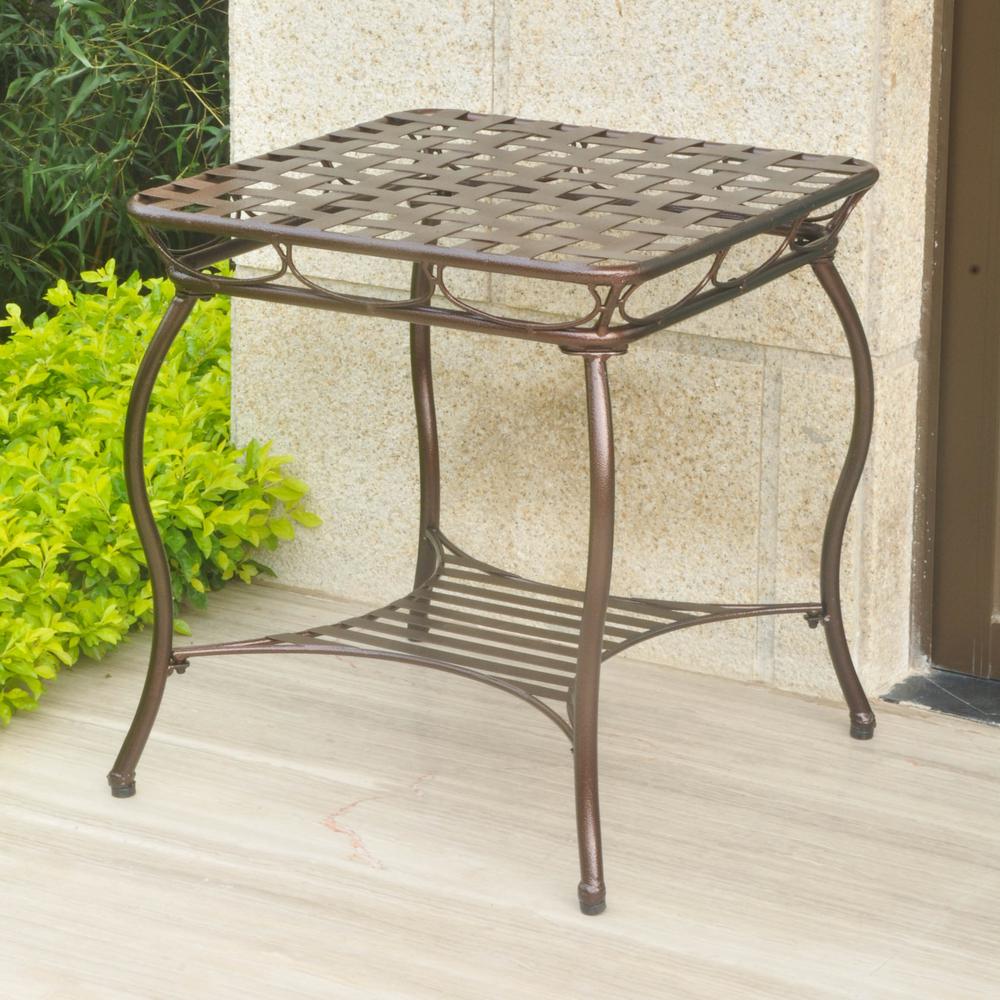 Santa Fe Iron Nailhead Side Table. Picture 1