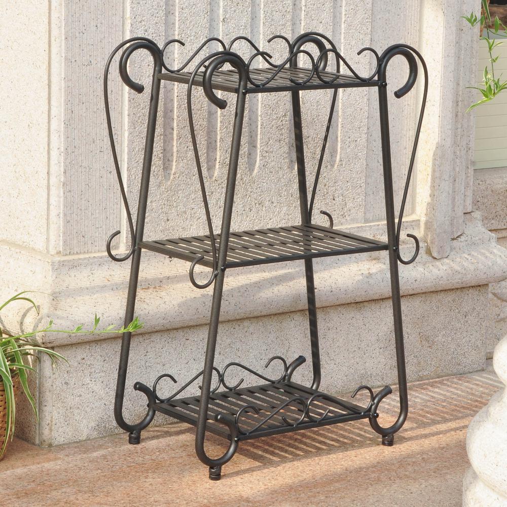 Santa Fe Iron Nailhead 3-Tier Plant/Utility Shelf. Picture 1