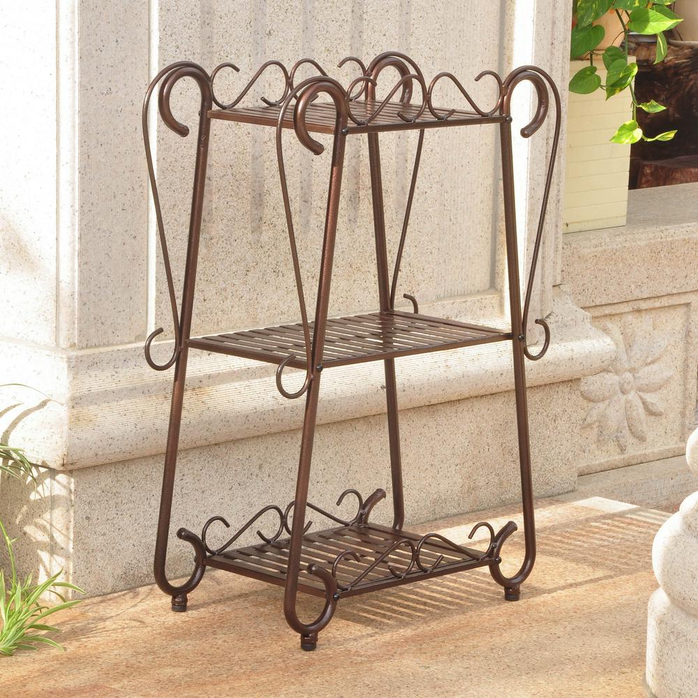 Santa Fe Iron Nailhead 3-Tier Plant/Utility Shelf. Picture 1