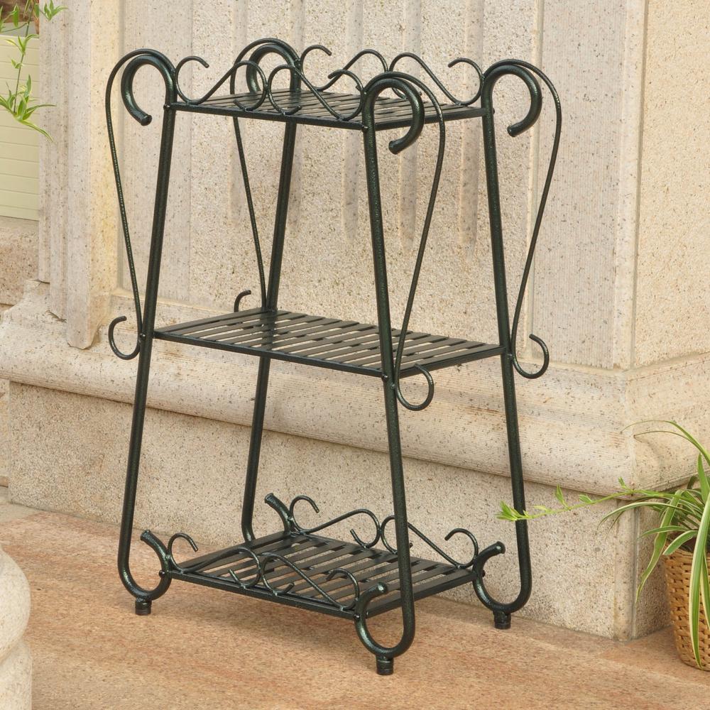 Santa Fe Iron Nailhead 3-Tier Plant/Utility Shelf. Picture 1