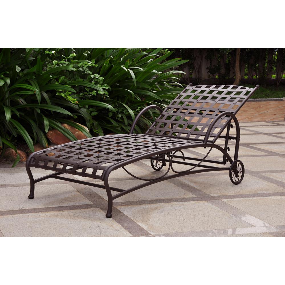 Santa Fe Nailhead Single Multi Position Chaise Lounge. Picture 1