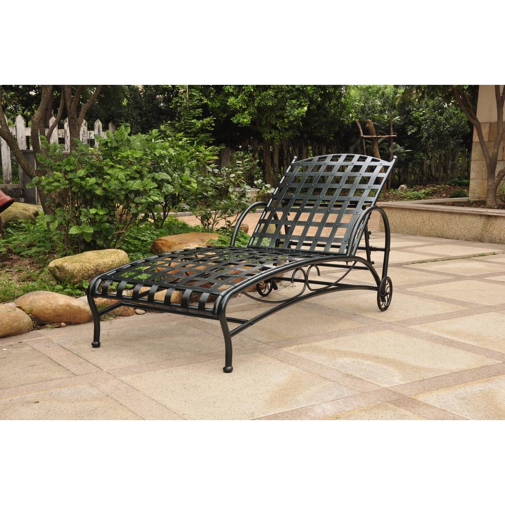 Santa Fe Nailhead Single Multi Position Chaise Lounge. Picture 1
