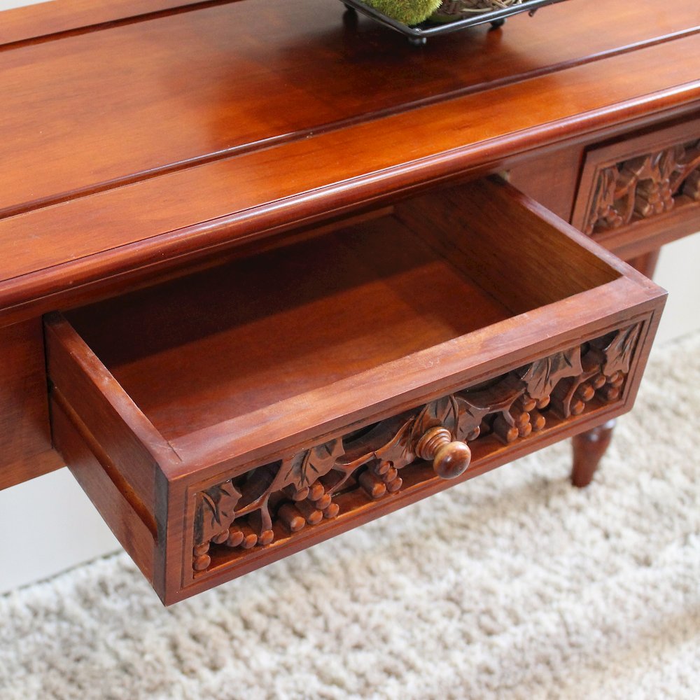 Carved Two Drawer Table. Picture 1