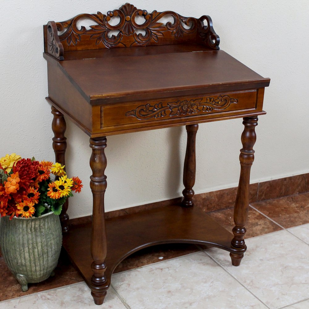 Small Carve Writing Desk. Picture 2