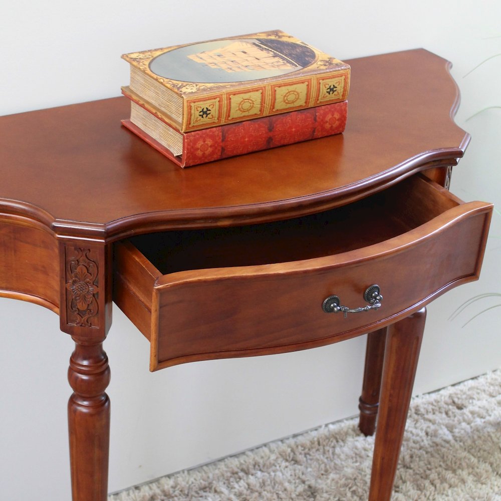 Carved Wood Half Moon Table. Picture 2