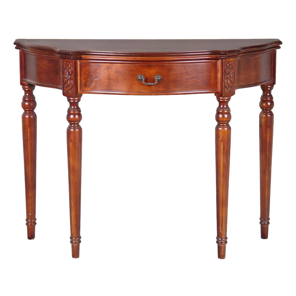 Carved Wood Half Moon Table. Picture 1