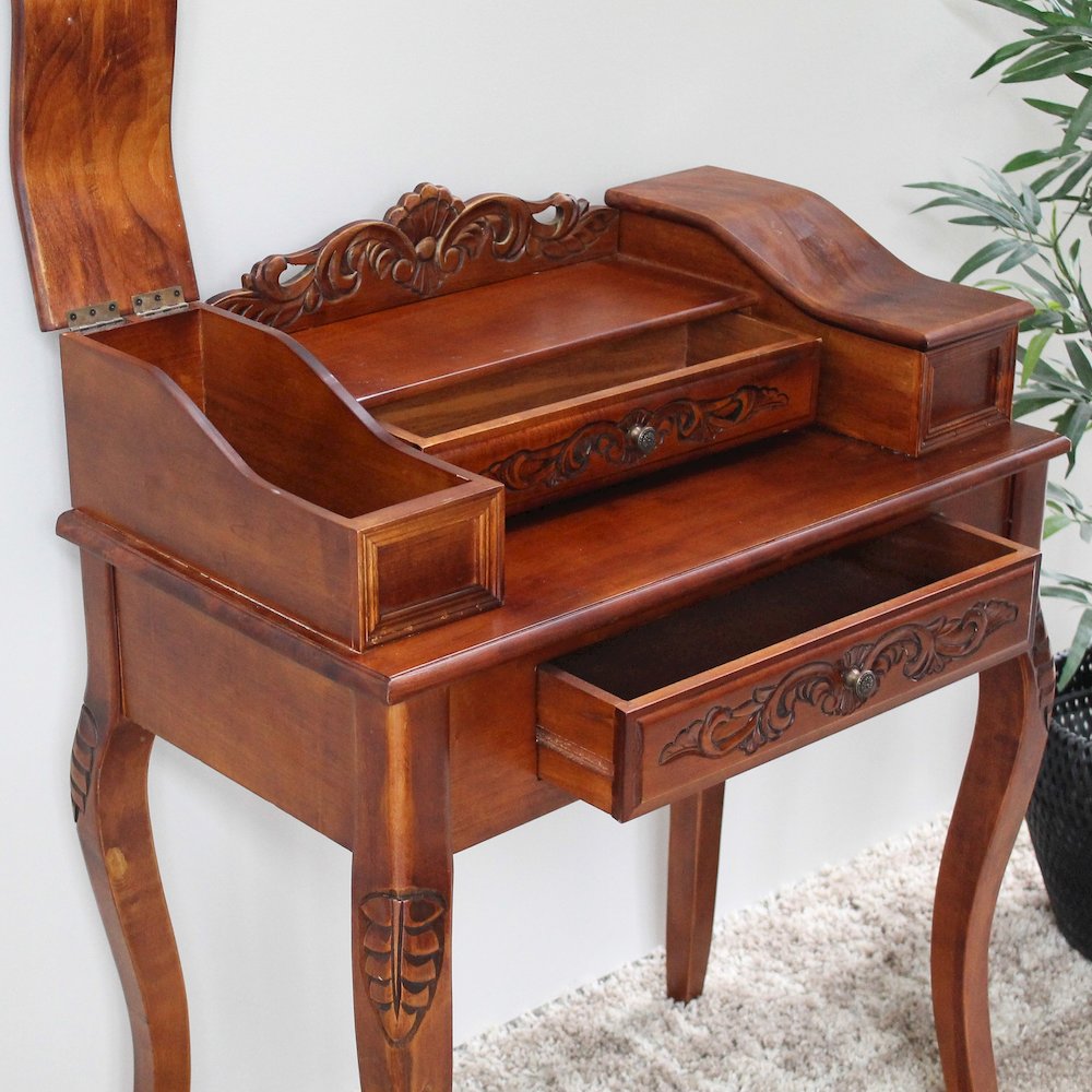 Carved Wood Two Drawer Telephone Table. Picture 2