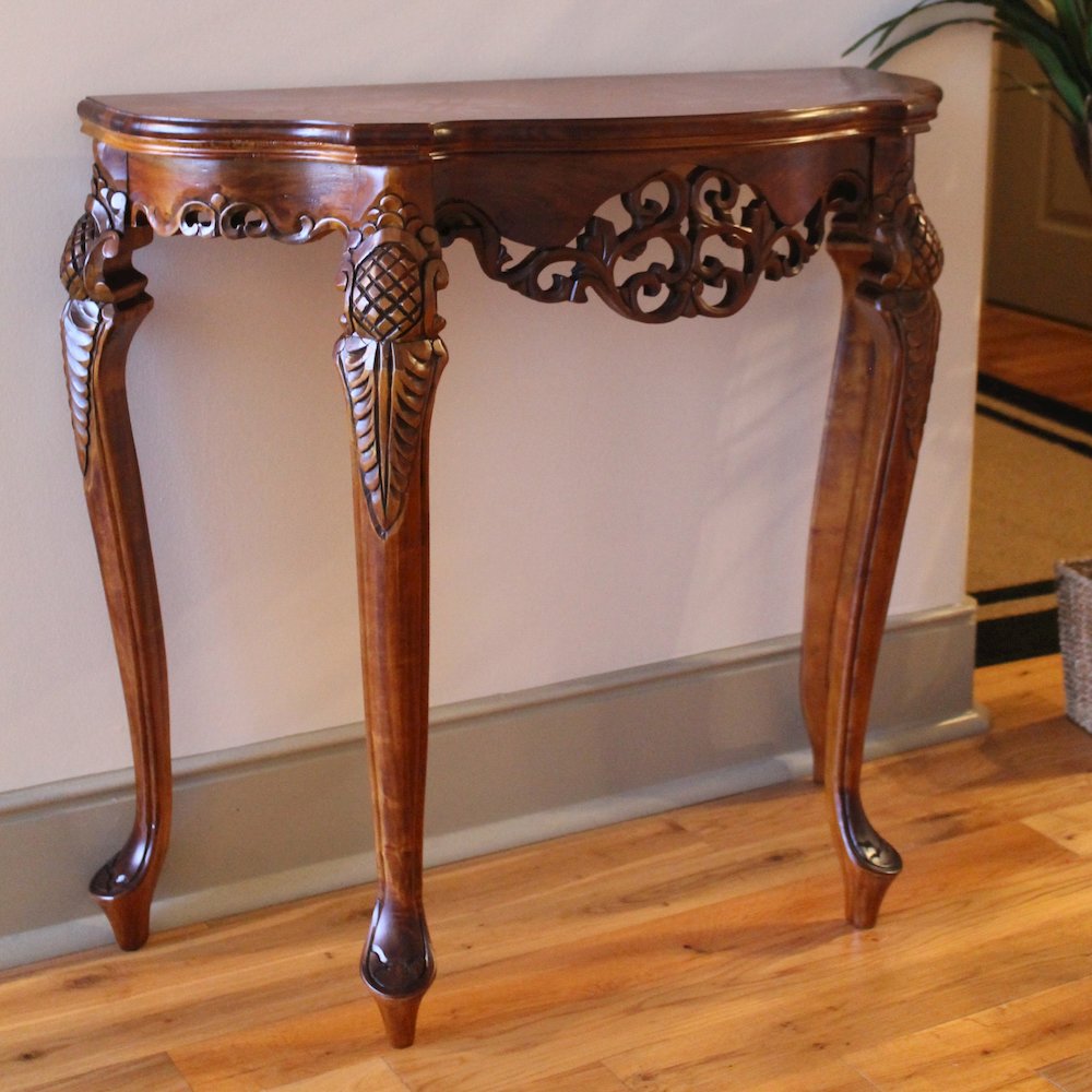 Half Moon Wood Console Table. Picture 2