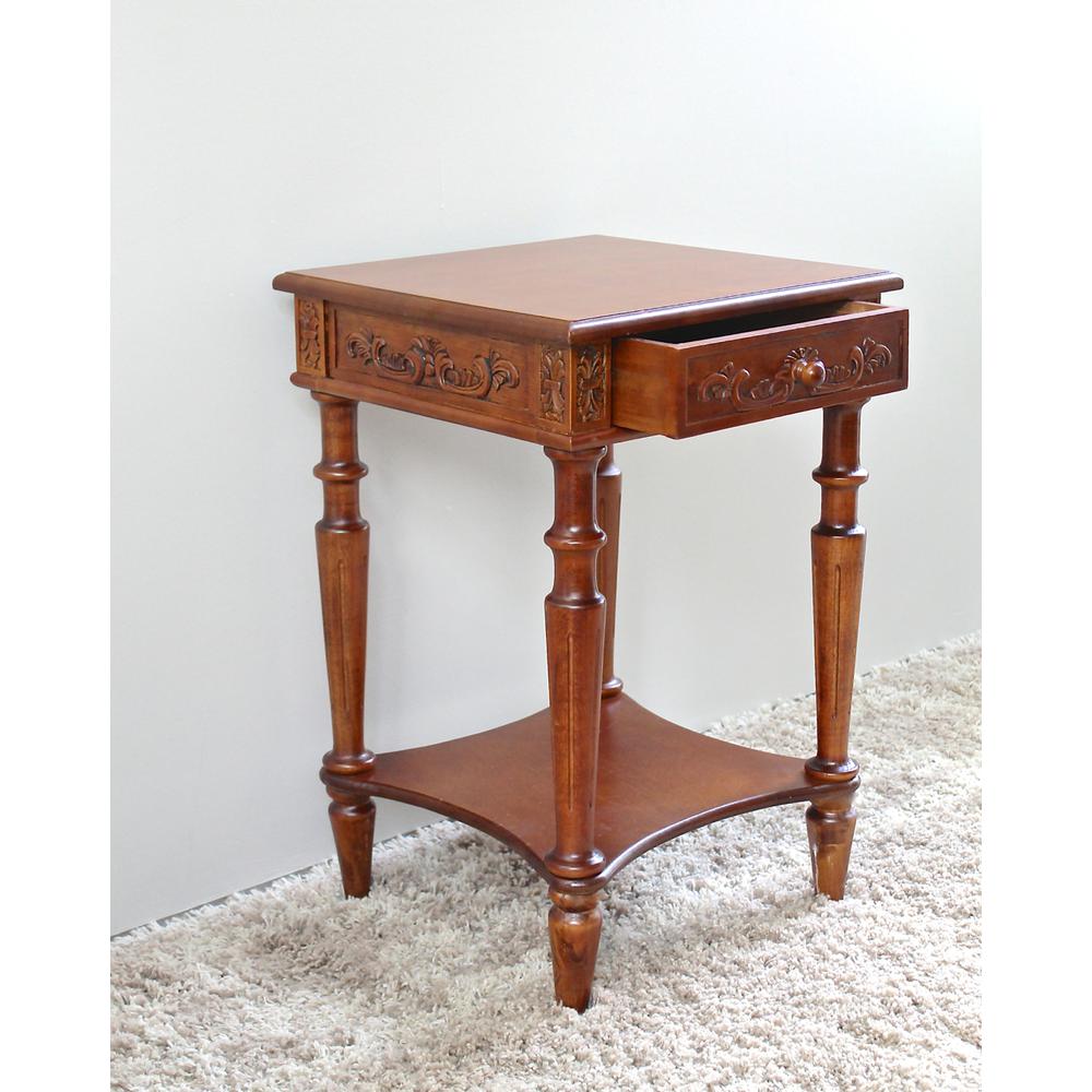 Carved Wood Square Table. Picture 1