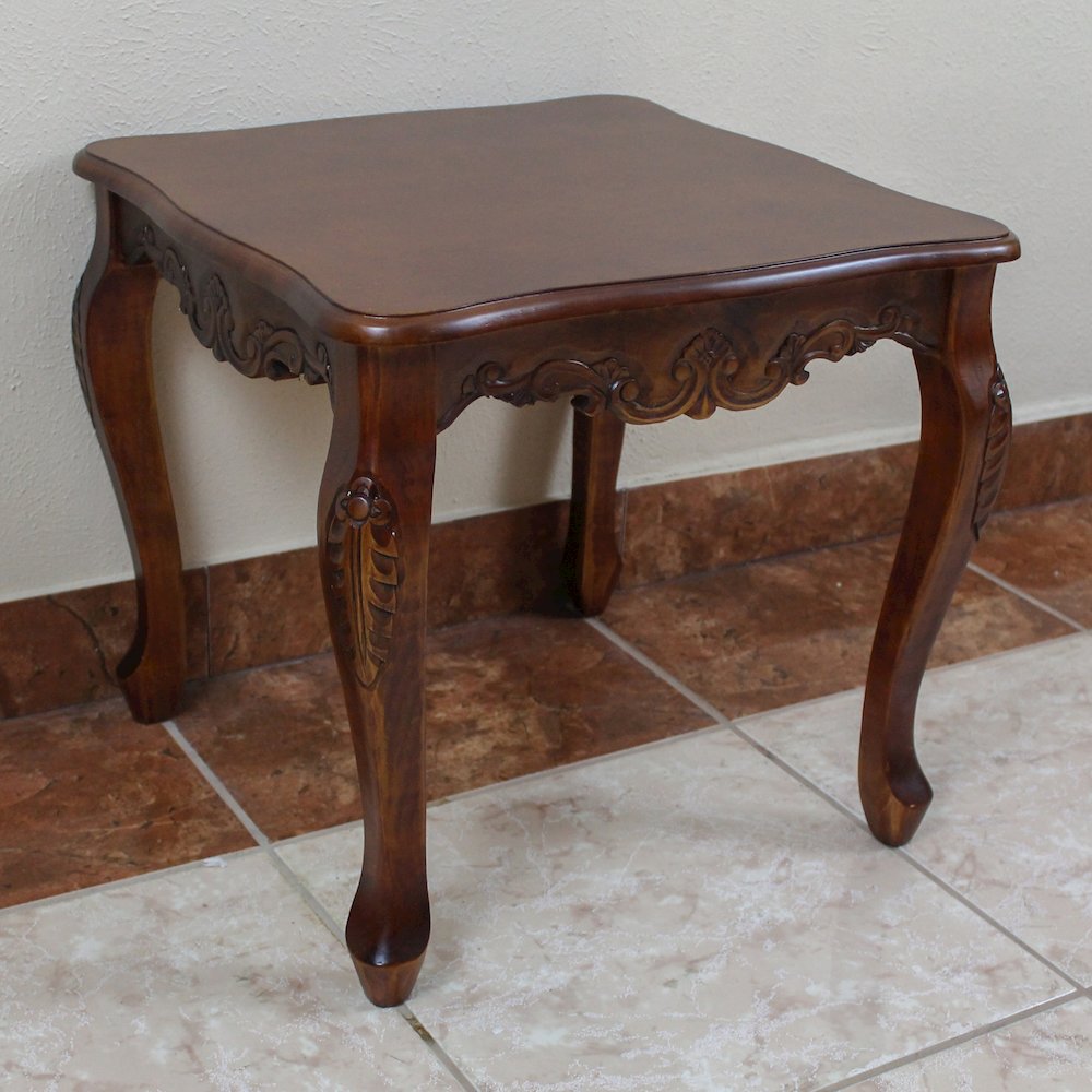 Carved Wood Square End Table. Picture 3