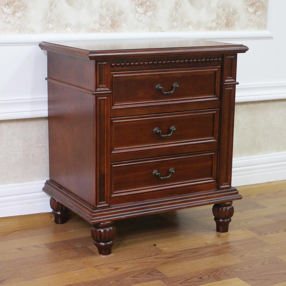 Windsor Hand Carved Wood 3-drawer Lamp Table. Picture 1