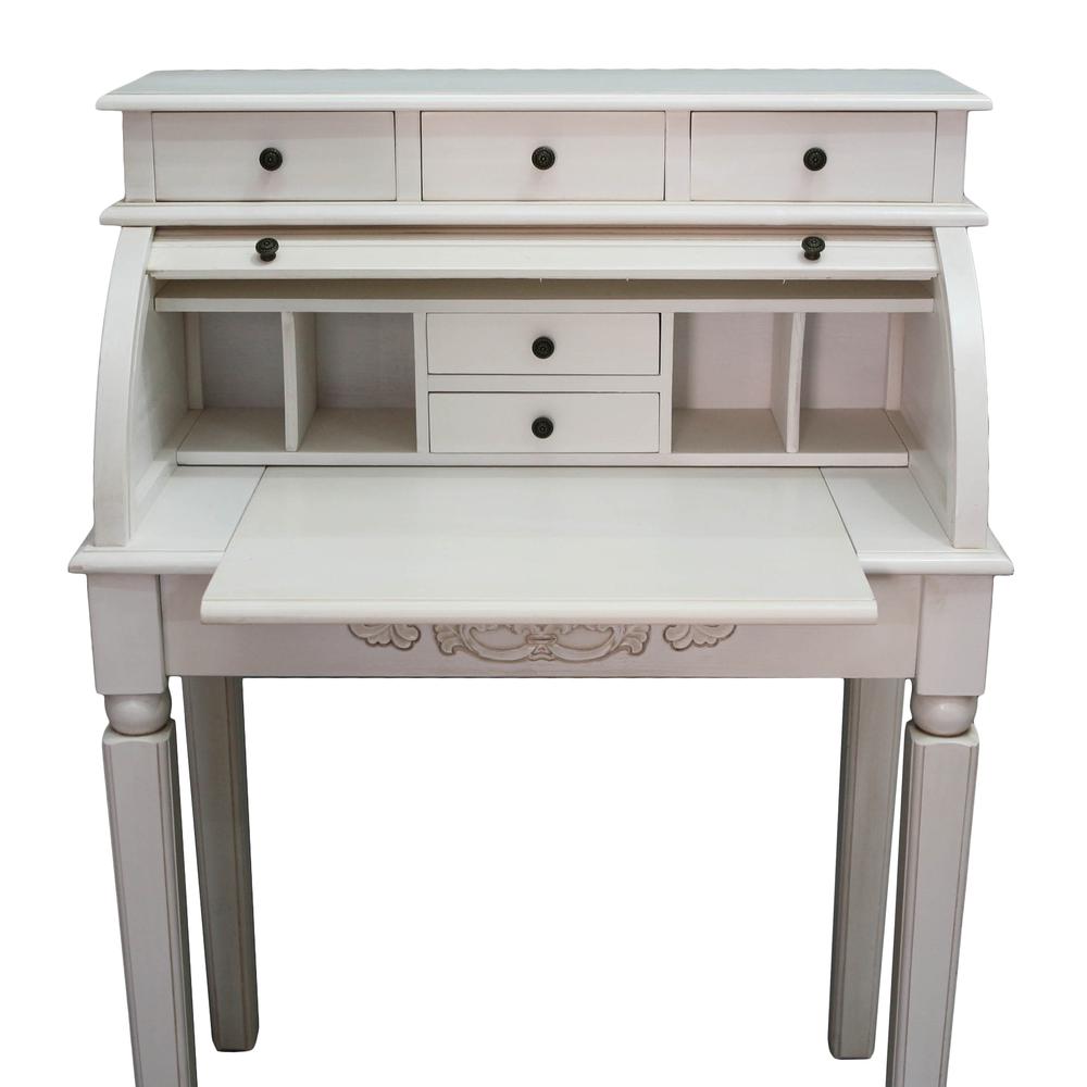 Carved Wood Roll Top Desk. Picture 1