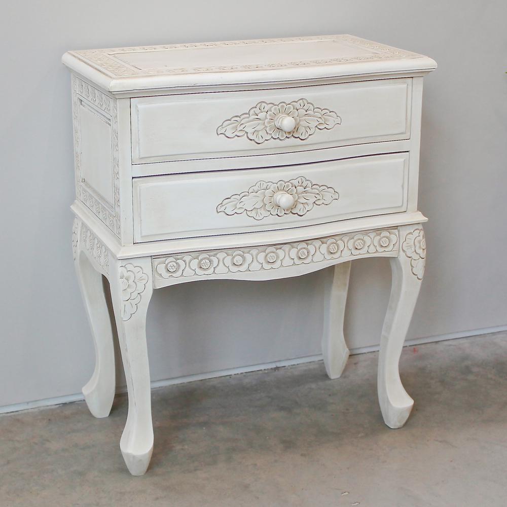Carved Wood Two Drawer Table. Picture 2