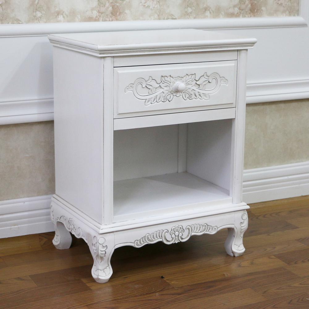 Windsor Hand Carved Wood 1-drawer Table. Picture 1