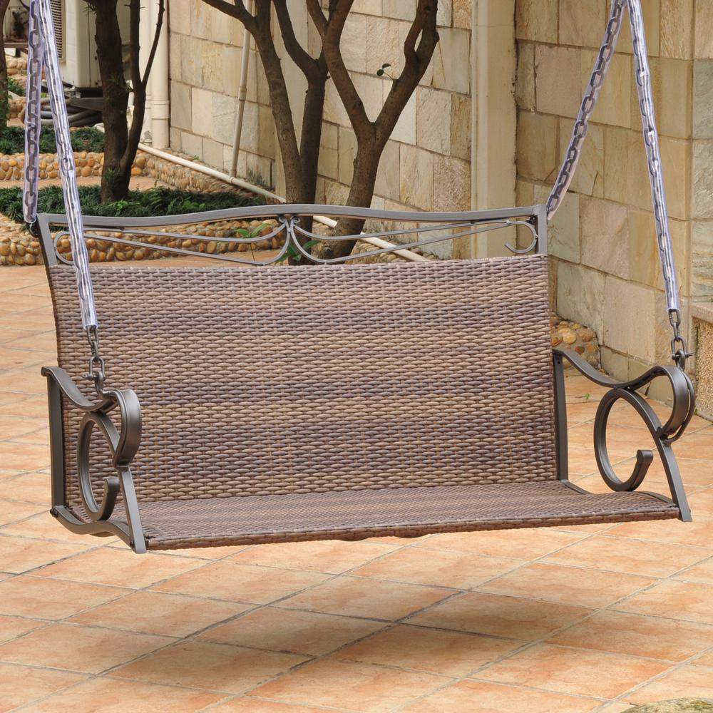 Valencia Resin Wicker/Steel Loveseat Swing. Picture 1