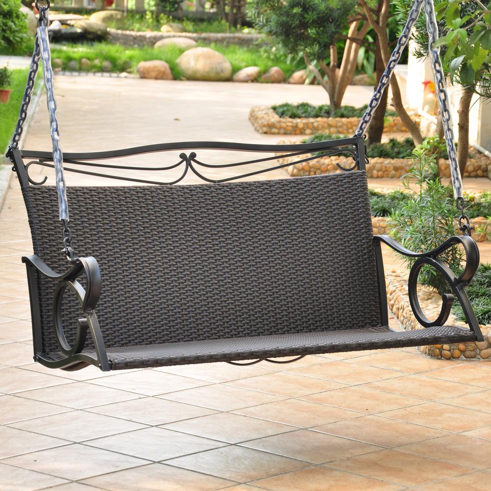 Valencia Resin Wicker/Steel Loveseat Swing. Picture 1