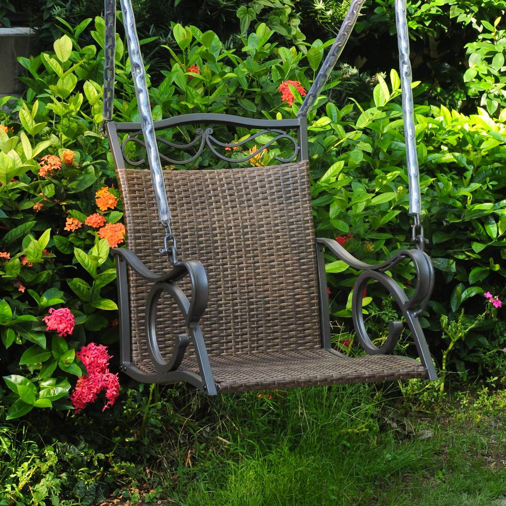 Valencia Resin Wicker/Steel Single Chair Swing. Picture 1