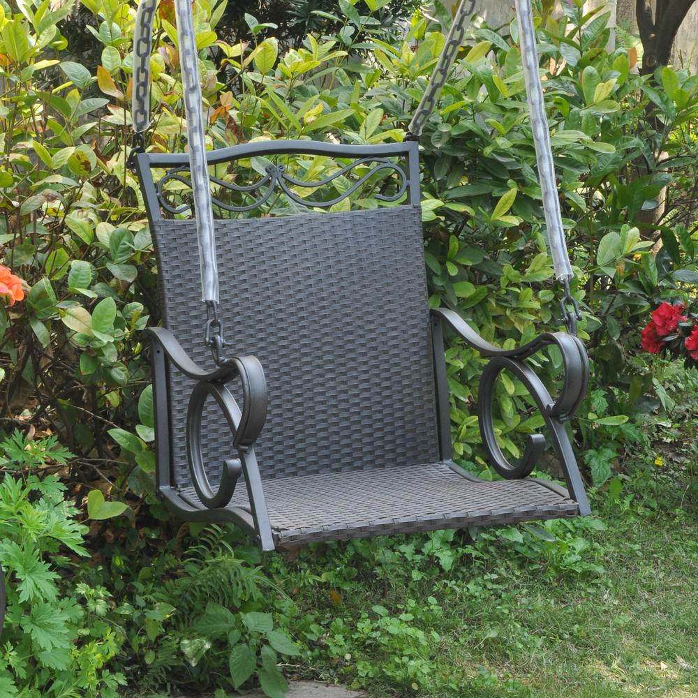 Resin Wicker/Steel Hanging Chair Swing. Picture 1
