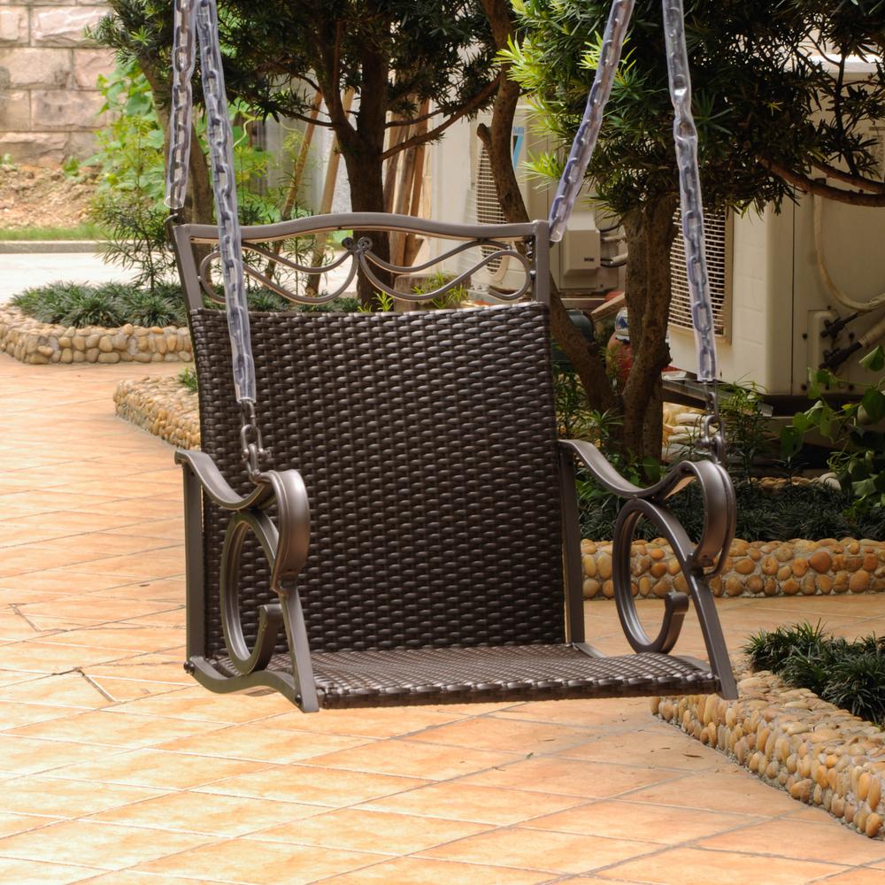 Valencia Resin Wicker/Steel Single Chair Swing. Picture 1
