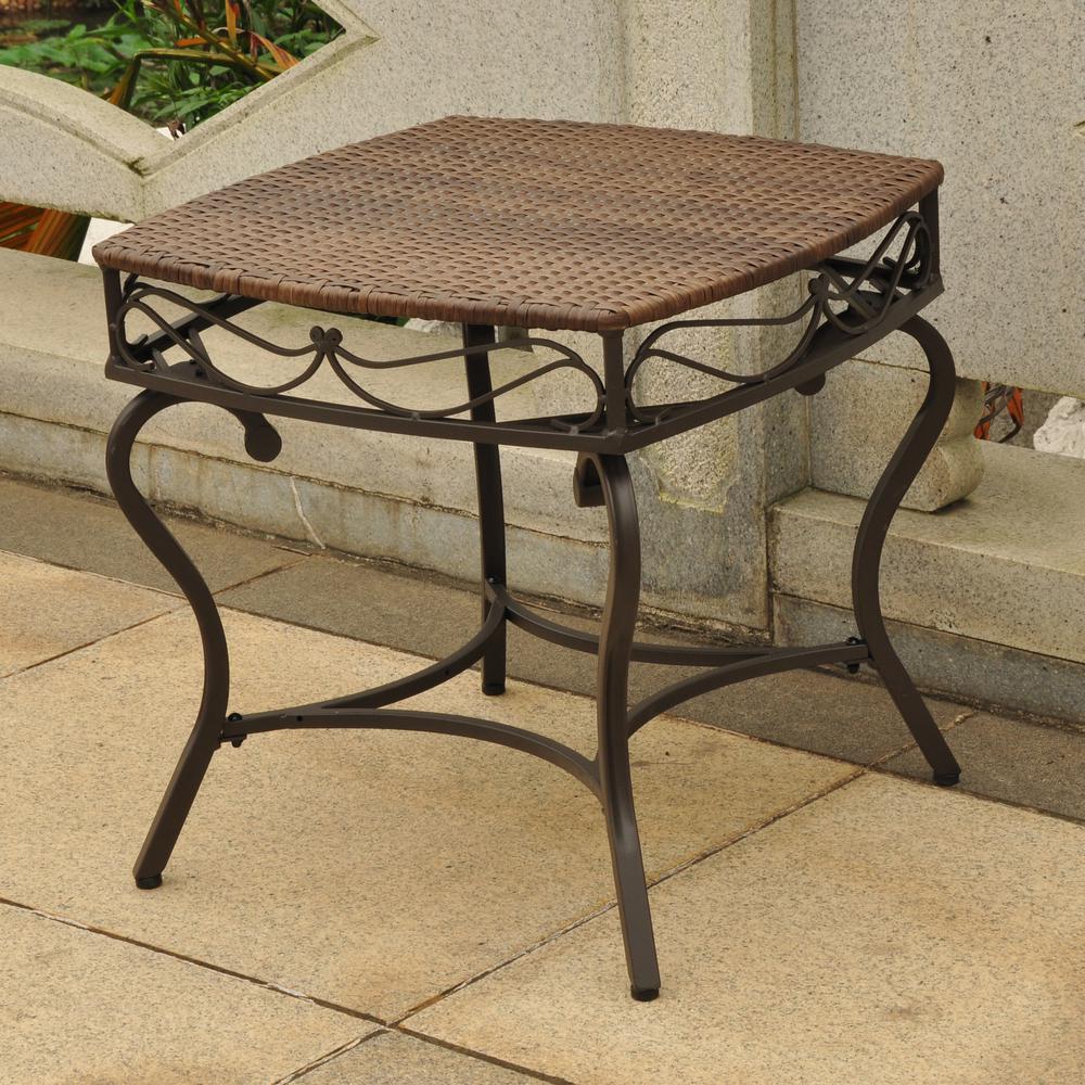 Valencia Resin Wicker/Steel Square Round Side Table. Picture 1